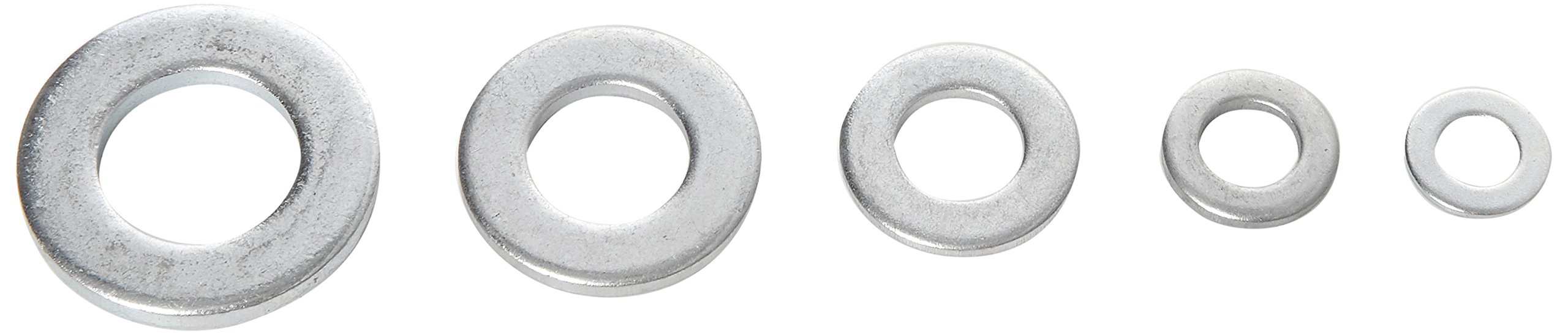 Merriway BH06526 (205 Pcs) Bright Zinc Plated Steel Workshop Assortment of Flat Round Washers - Pack of 205 Pieces