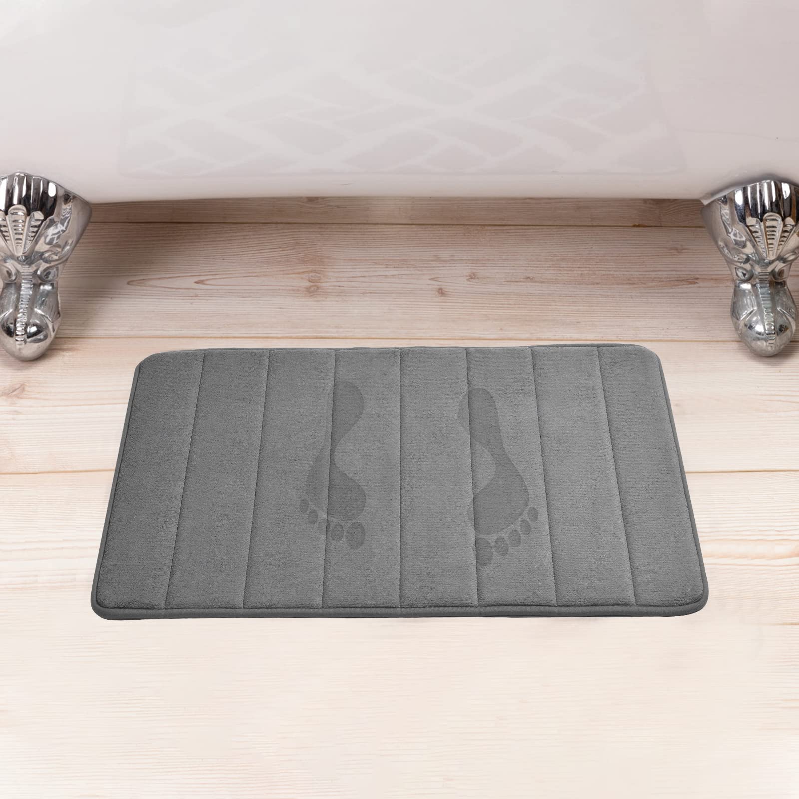 Rainberg Memory Foam Bathmat Non-slip Bath Rug, Soft Absorbent, Quick-drying, Machine Washable, Bathroom Floor Mat. (Grey, 40x60cm)