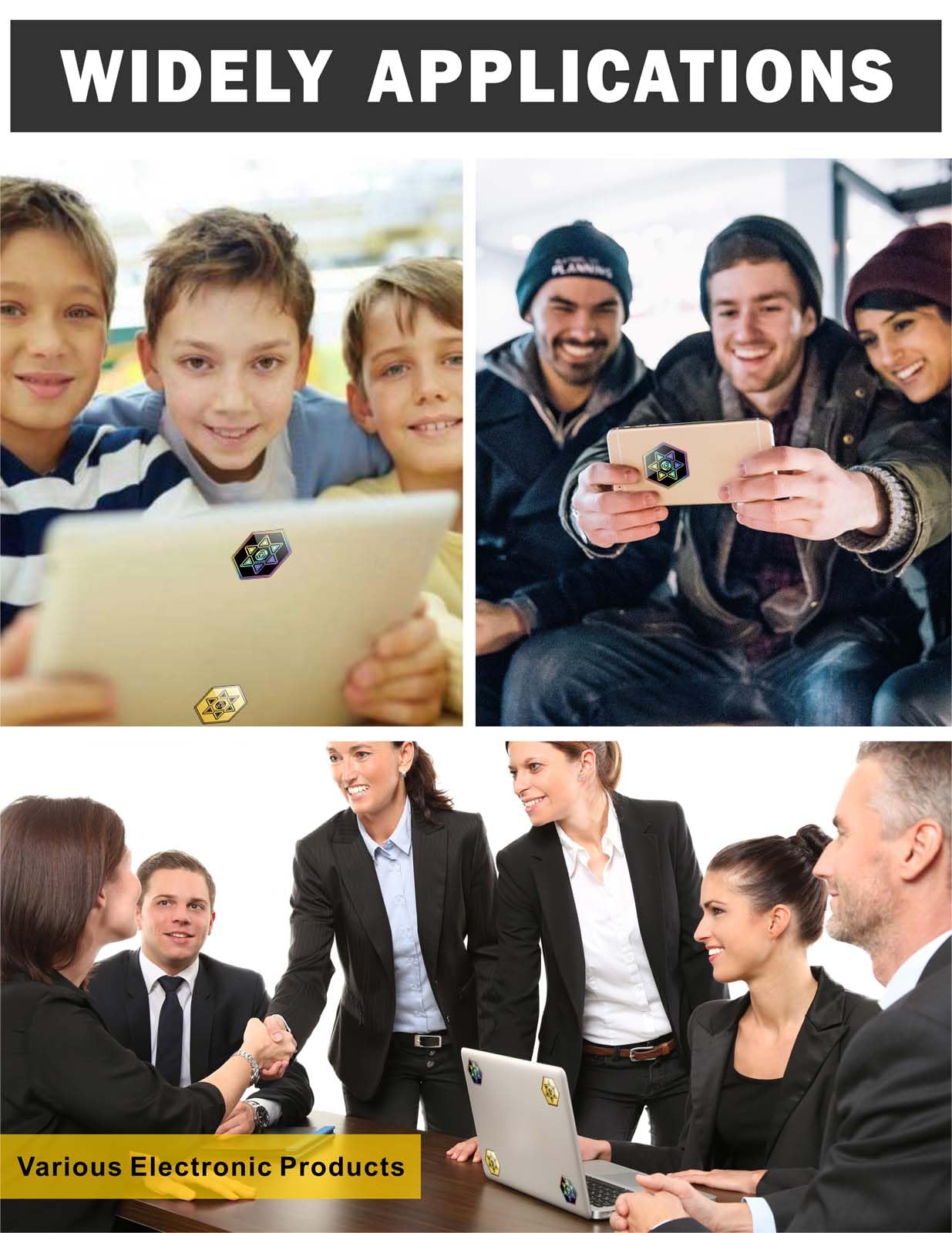 Cell Phone Protection Stickers-Gold 6 Pcs & Black 6 Pcs Phone Sticker from All Phones/Tablets/Laptops/Computer/WiFi... All Devices 12 Pcs