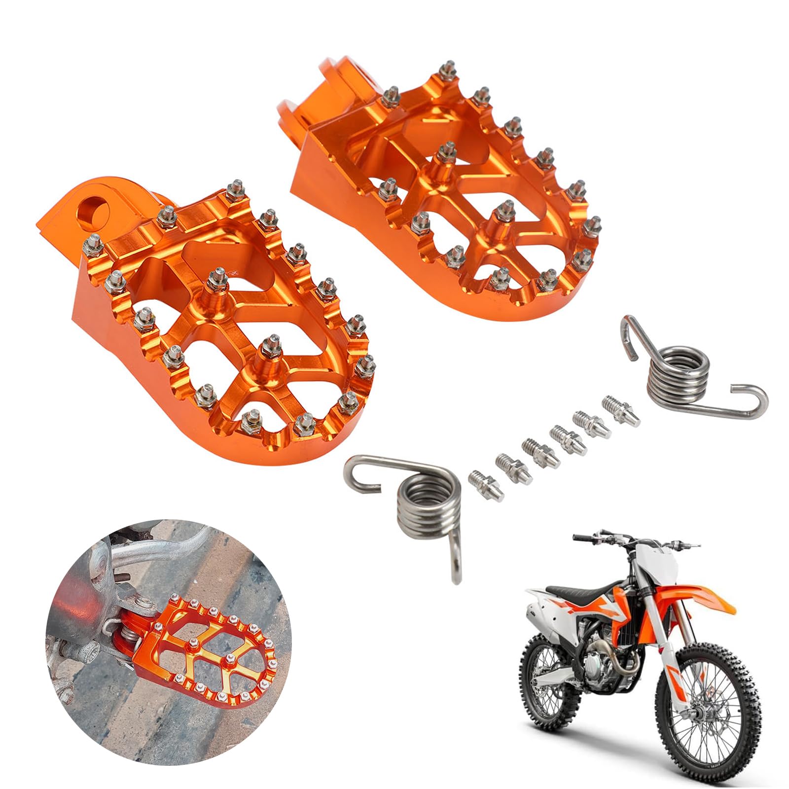 Photo 1 of USTPO Motorcycle Foot Pegs Footpegs Footrests Foot Pedals Rests CNC for SX XC EXC XCW FREERIDE SMC ADVENTURE ENDURO SUPERMOTO 65 85 125 150 200 250 300 350 380 400 450 500 525 530 540 560 Orange