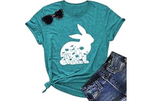 YI XIANG RAN Happy Easter Shirts for Women Easter Bunny T-Shirt Rabbit Graphic Tees Easter Egg Holiday Shirt Tops