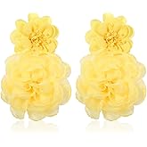 XLIUAX Yellow Flower Earrings for Women, Large Fluffy Drop Statement Bohemian Big Flower Earring Charm for Party Prom Ear Jewelry Gifts Accessories