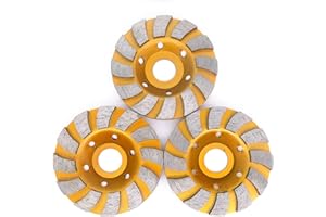SUBRILLI 3.5" Diamond Cup Grinding Wheel Large Grinding Segments 3-Pack for Angle Grinder, for Granite, Stone, Marble, Masonry, Concrete