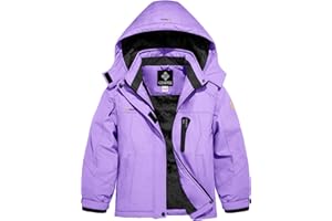 GEMYSE Girl's Waterproof Ski Snow Jacket Hooded Fleece Lined Windproof Winter Jacket