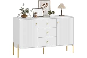 HOMCOM Modern Sideboard Buffet Cabinet with Storage, 47" Coffee Bar Cabinet with 3 Quiet Drawers, 2 Adjustable Shelves, 5 Ste