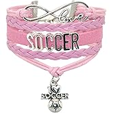 Vikitoriously Soccer Bracelet Infinity Love Soccer Charm Bracelet Jewelry For Women, Men, Adult Soccer Player Fans, Soccer lovers, Team Bulk