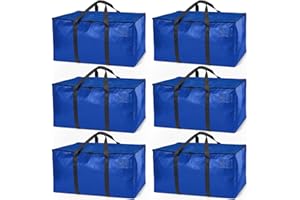 ClearSpace Heavy Duty Moving Bags or Storage Bag – Large Moving Boxes with Backpack Straps, Zippers & Handles – Perfect for Moving, College Dorm, Traveling, Camping, Christmas Decorations, 6 Pack