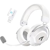 ATTACK SHARK L50PRO Wireless Gaming Headset with Detachable Mic, White | 53mm Drivers, 2.4GHz Low Latency, Bluetooth 5.3, 3.5mm Wired, 7.1 Surround Sound, Up to 64H Battery, 264g Lightweight, AI Mic