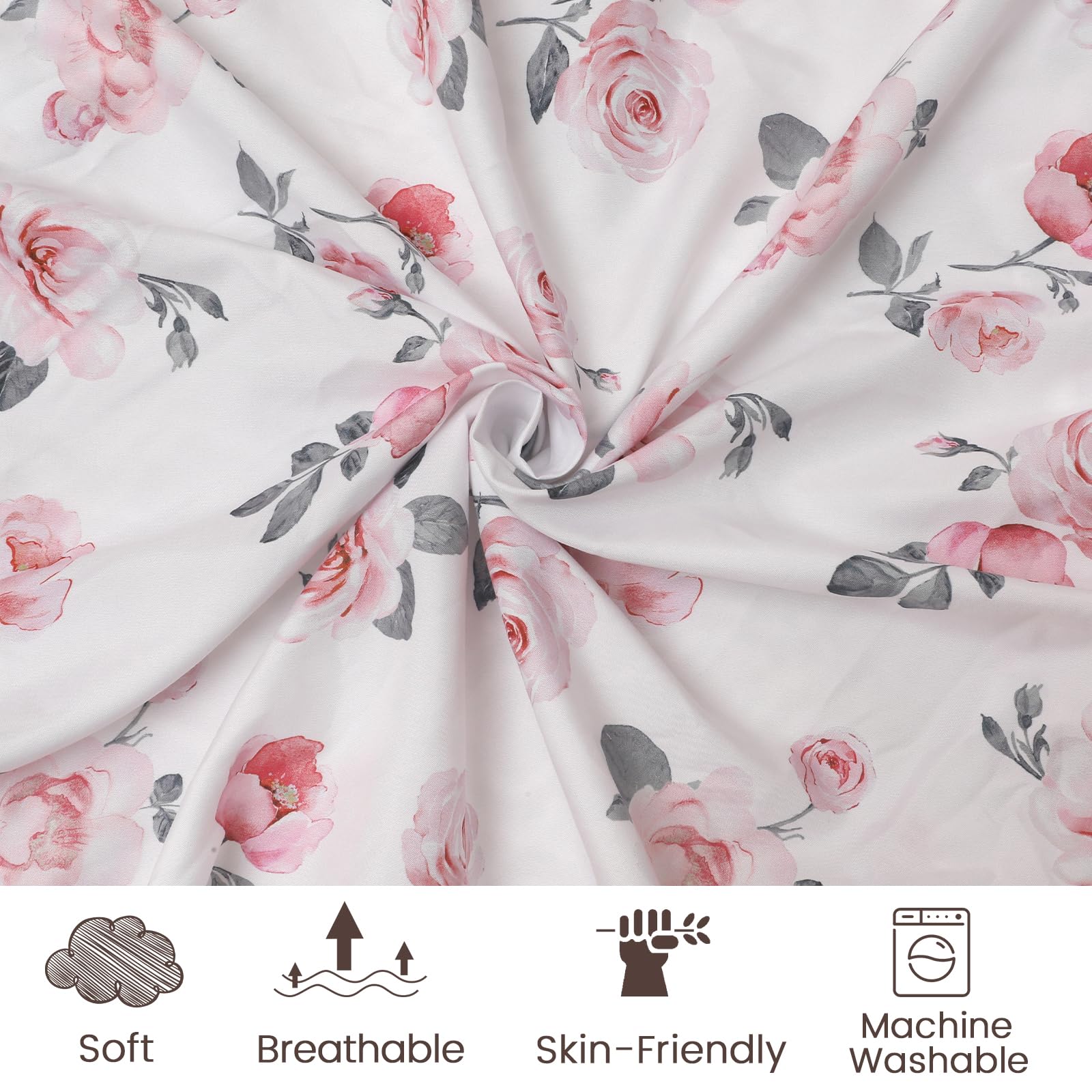 PHF 3 Pack Soft Sheets, Rose Floral Comfy Polyester Cradle