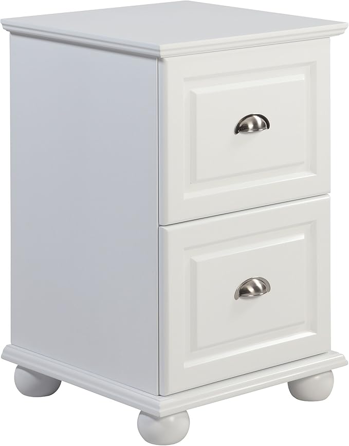 Gabinete de archivo de almacenamiento compacto blanco con 2 cajones con