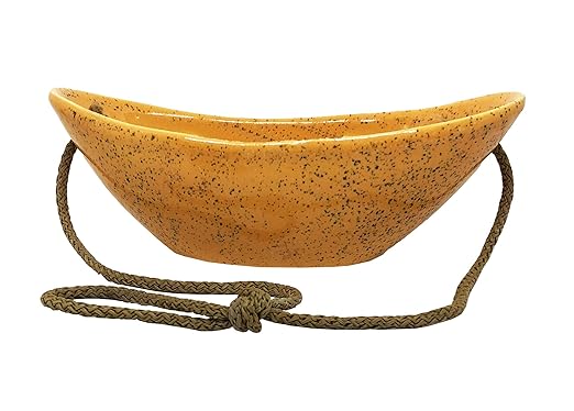 ShopMeFast Hanging Ship Handcrafted Ceramic Pots Ceramic Planter for Indoor Plants/Planters,Home Decor,Garden Decor,Office Decor,Decorative Succulent Pot (Color: Yellow)(L:21 cm, W:10 cm, H:8 cm)