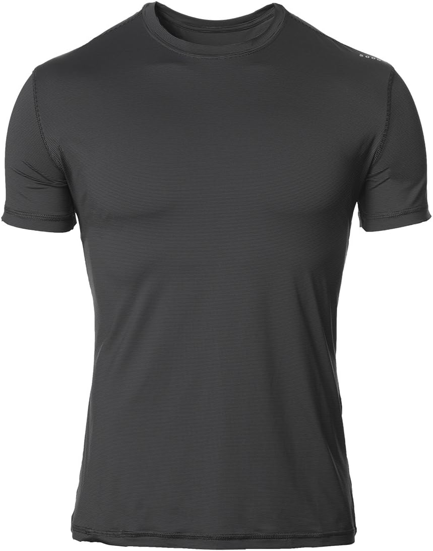 Men's A4 Short Sleeve Microstripe Workout Shirt, Burgundy/Black, Small