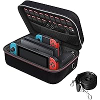 Carrying Storage Case for Nintendo Switch, iVoler PortableTravel All Protective Hard Messenger Bag Soft Lining 18 Games for Switch Console Pro Controller & Accessories Black