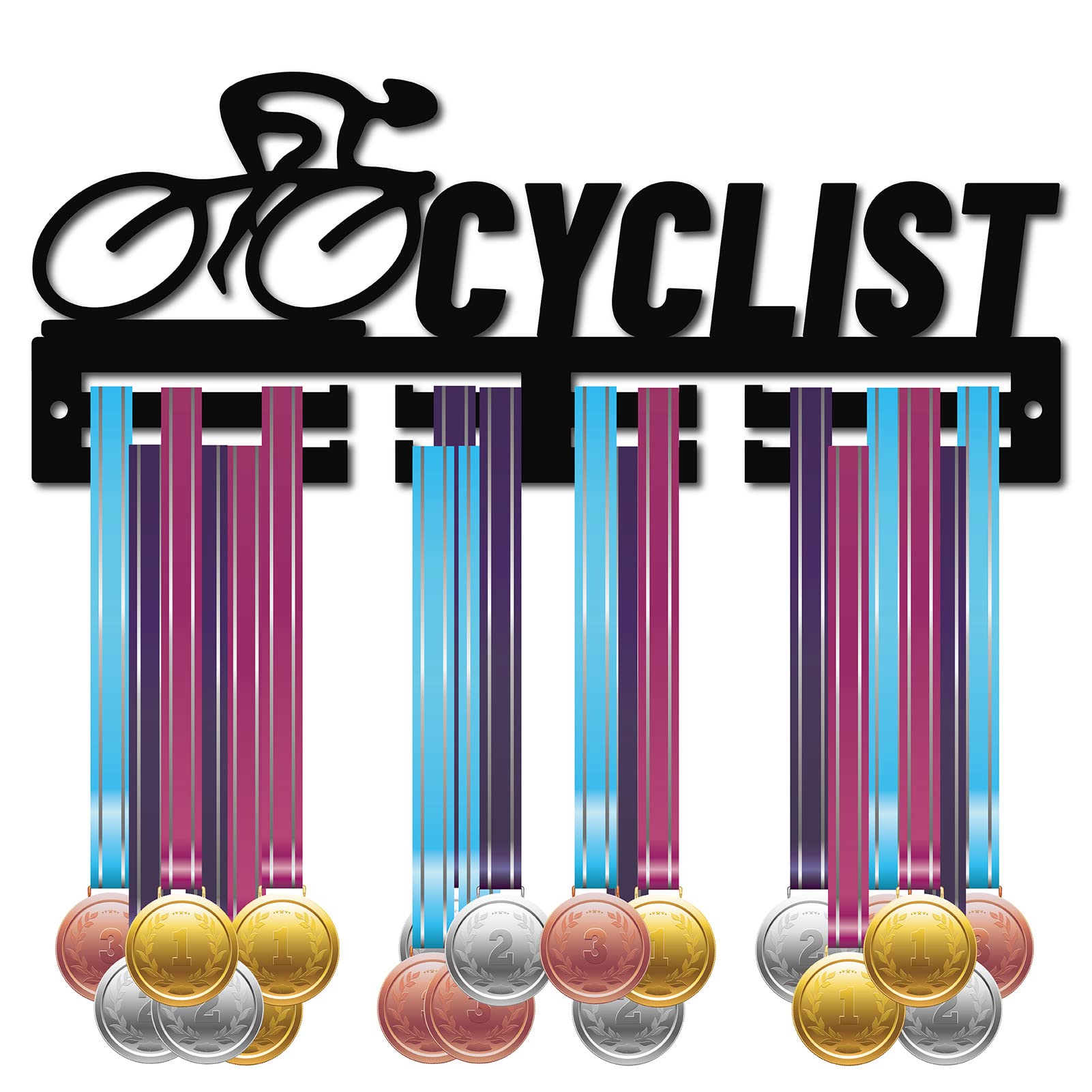 CREATCABIN Acrylic Medal Holder Cycling Medals Hanger Display Cyclist Rack Frame Stand Wall Mount Hanger Hanging for Home Badge 2 Lines Athletes Medalist Running Soccer Gymnastics Over 20 Medals