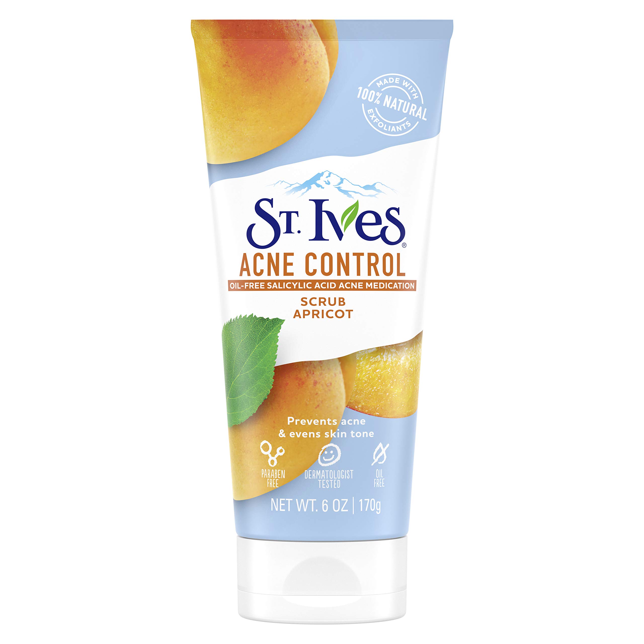 St. Ives Acne Control Face Scrub Deeply Exfoliates and Prevents Acne for Smooth, Glowing Skin Apricot Made with Oil-Free Salicylic Acid Acne Medication, Made with 100% Natural Exfoliants 6 oz