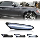 Mynoway Front Sequential LED Side Marker Light Replacement For 2003-2013 E60/E61 E90/E91 E92/E93 E81/E87 E82/E88 E83/X3 328i 325i 135i 128i 325xi Smoked Lens Turn Signal Indicator Dynamic Lamp.