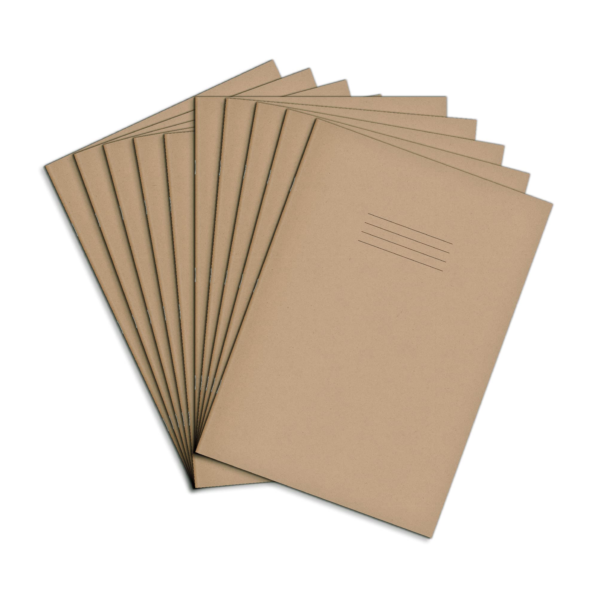 Rhino A4 Exercise Books, 80-Page / 8mm Lined with Margin Paper Notebook, 10-Pack, Office & School Stationery Supplies, Buff