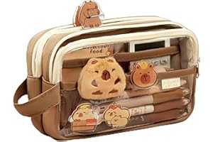 Capybara Pencil Case，Cute Clear Pencil CaseAesthetic Multi-Layer Transparent Pencil Pouch，Capybara Large Capacity Multi-Layer