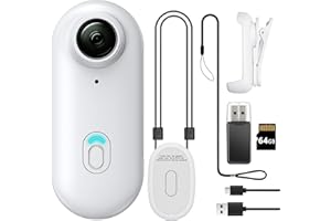 Meoilkolnm 64GB FHD 1080P Mini Body Camera, Wearable Action Body Cam, Thumb Size Hands Free Recording Body Worn Camera, Premium Portable Camcorder Mount Anywhere for Pet Walking, Work, Travel (White)