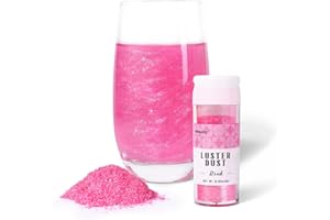 MILOVIN Pink Edible Glitter for Cocktails, Luster Dust Edible 5g Glitter for Cakes, Baking, Cupcakes, Chocolate, Macaron, Strawberries, and Pop Cake(0.18oz, Pink)