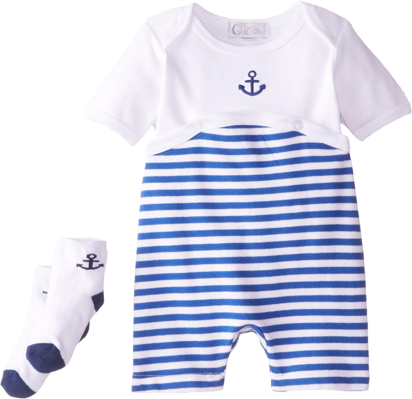 Quiltex Baby-Boys Newborn Nautical Romper and Socks