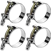 WYSIWYKA 4 Pack 1" T-Bolt Hose Clamps, 304 Stainless Steel Turbo Intake Clamp, Working Range 1.26"-1.46"(32mm-37mm) for 1" I.