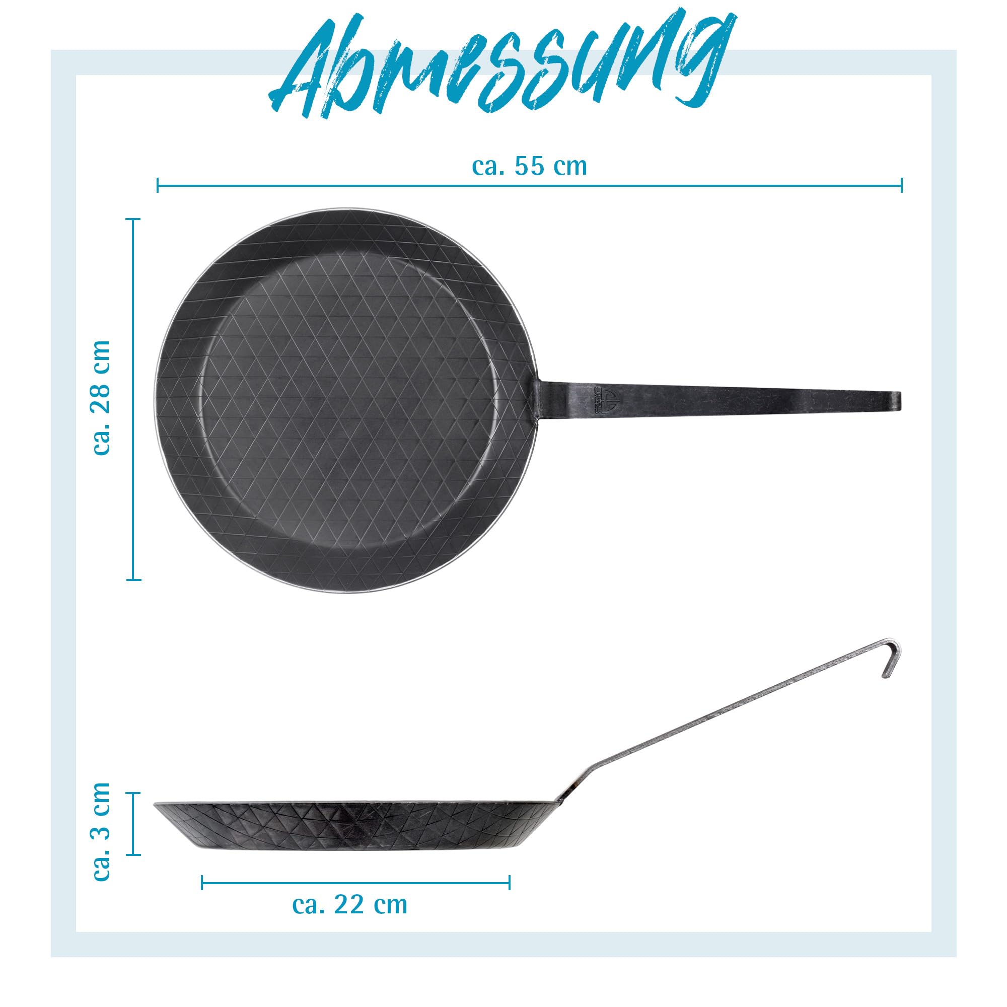 GRÄWE Schmiedeeiserne Bratpfanne F400, Ø 28 cm, Eisenpfanne mit Wender, 400° C hitzebeständig, Pfanne aus Eisen, kratzfeste Bratpfanne, unbeschichtet, Outdoor-Cooking, induktionsgeeignet 2