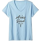 Womens Aries Soul Zodiac Sign Horoscope Birthday Present Idea V-Neck T-Shirt
