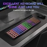 TECURS Wireless Keyboard UK Layout 2.4G Backlit Full Size Ergonomic Quiet view 6