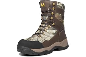 Hunthor Hunting Boots for Men, Leather with EVA Midsole, Insulated Waterproof Hiking Next Camo G2 Outdoor Boots, Lightweight and Breathable Shoes for Outdoor Activities (Size, 7-14)
