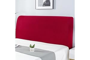 EFELIM Stretch Bed Headboard Slipcover for Full Queen Cal King Size, Jacquard Bed Headboard Cover Dustproof Protector Cover for Bedroom Decor (Red,King:190-210cm/75-82in)