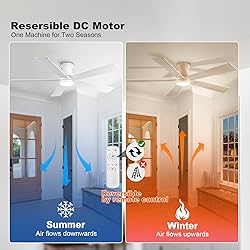 UOJ Ceiling Fans with Lights, 52 inch Low Profile