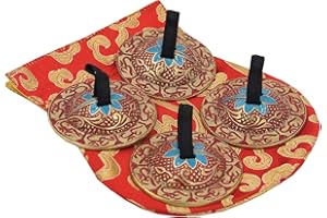 LUNGTA IMPORTS 2 Pairs OM Pro Brass Fingers Cymbal Zills Belly Dancing Free Silk Pouch (Red)
