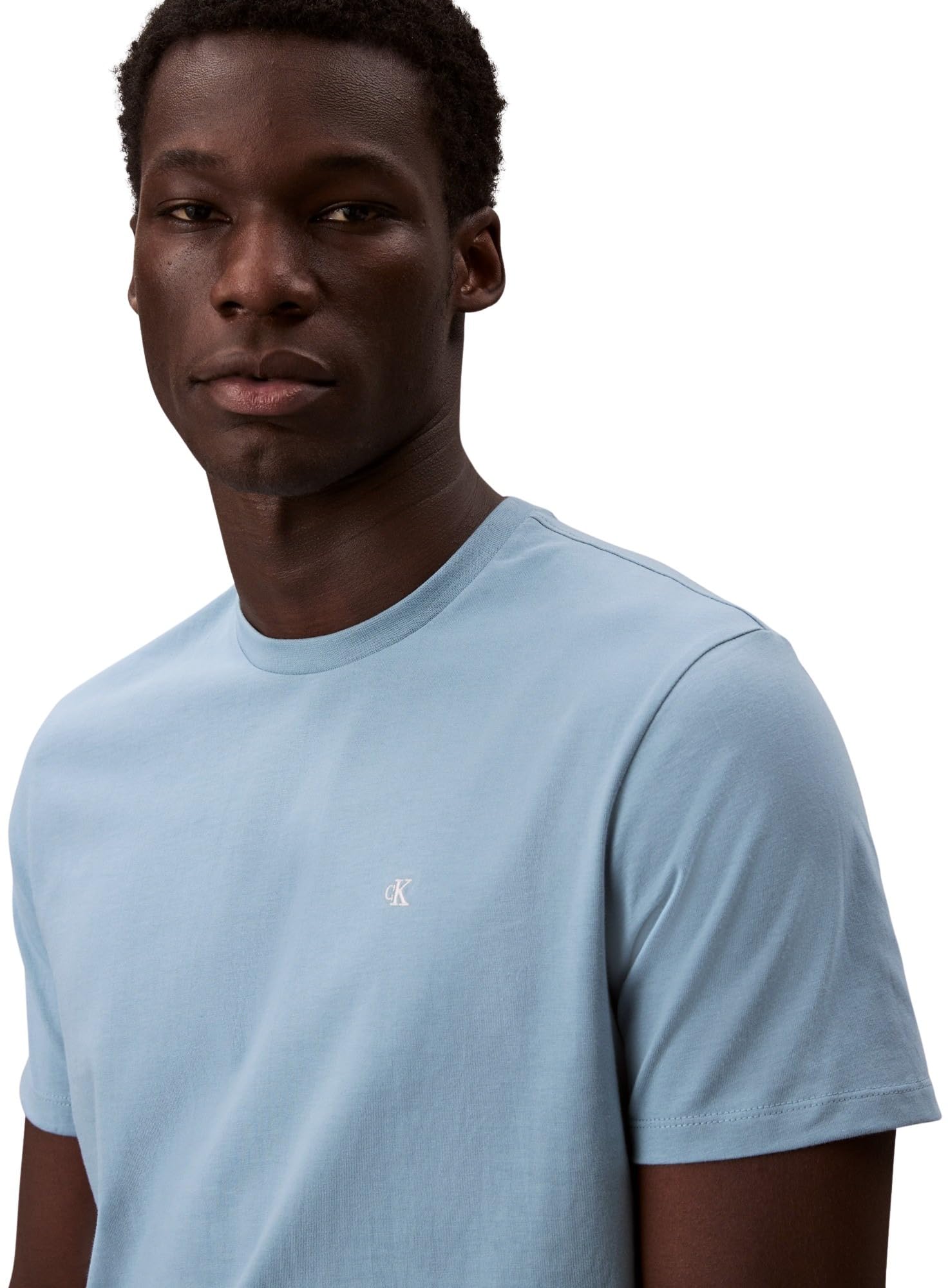 Calvin Klein Herren T-Shirt Kurzarm Classic Monogram Tee mit Rundhalsausschnitt, Blau (Smoke Blue), XL 2