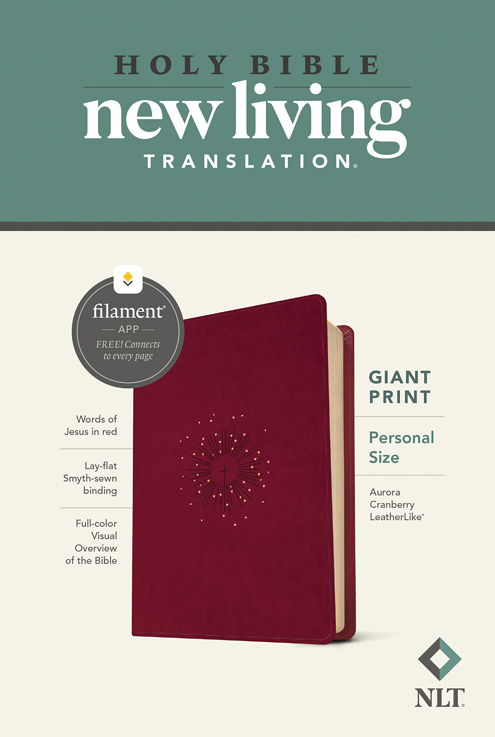 NLT Personal Size Giant Print Bible, Filament Enabled (LeatherLike, Aurora Cranberry, Red Letter) NLT Personal Size Giant Print Bible, Filament Enabled (LeatherLike, Aurora Cranberry, Red Letter) Imitation Leather