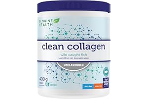 Genuine Health Marine Clean Collagen Powder, 40 servings, 400g tub, 10g collagen per serving, Natural joint, skin, hair, nail