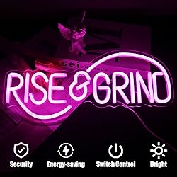 CKTBLEY Rise & Grind Neon Sign Pink Hustle LED Neon