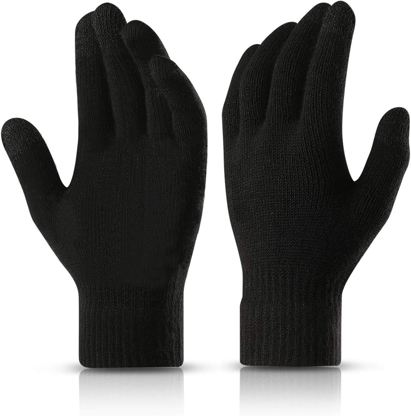 Tina Maud Winter Knit Gloves Touchscreen Warm Thermal Soft Wool Lining Elastic Cuff Texting Anti-Slip Thick Touch Screen Glove for Men and Women Unisex