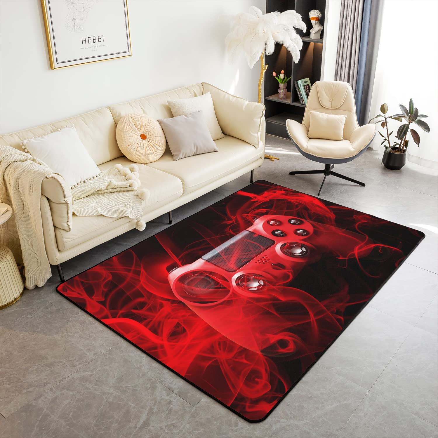 Loussiesd Gamer Rug Rugs for Living Room Bedroom 20" x 32" Game Room Decor Gamepad Soft Rug Video Game Non-Slip Plush Floor Mats Runner Carpet Decor 150 * 200cm