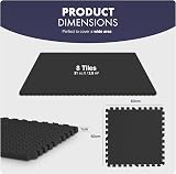 KAYMAN 8 Pack 60x60cm Gym Floor Nonslip Interlocking EVA Mats Black 31 sq ft view 3