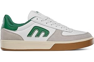 Etnies Emerson Skate Shoes - Pro Model Low-Top Vulcanized Suede Skateboarding Sneaker - Grey/White/Green - 9.5