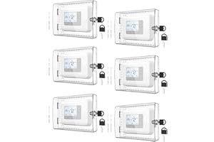 AUURIO 6 PCS Upgraded Thermostat Lock Box with Key, Large Space Thermostat Cover Seamless Anastomosis, Clear Decorative AC Lock Box Cover on Wall Fits Thermostats 4.8" H x 6" W or Smaller