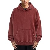 Huzeiwu Mens Oversized Acid Wash Hoodies Heavyweight Vintage Washed Fleece Hoodie Sweatshirt for Men Women Streetwear