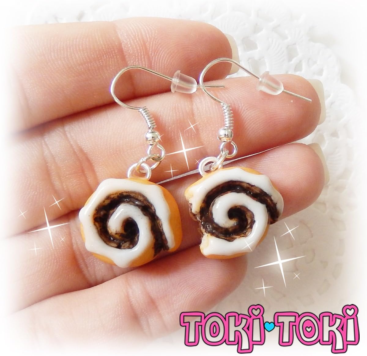 Cinnamon Roll Earrings, Food Jewelry, Kawaii Style, Small And Tiny Miniature Dessert, Teen Gift