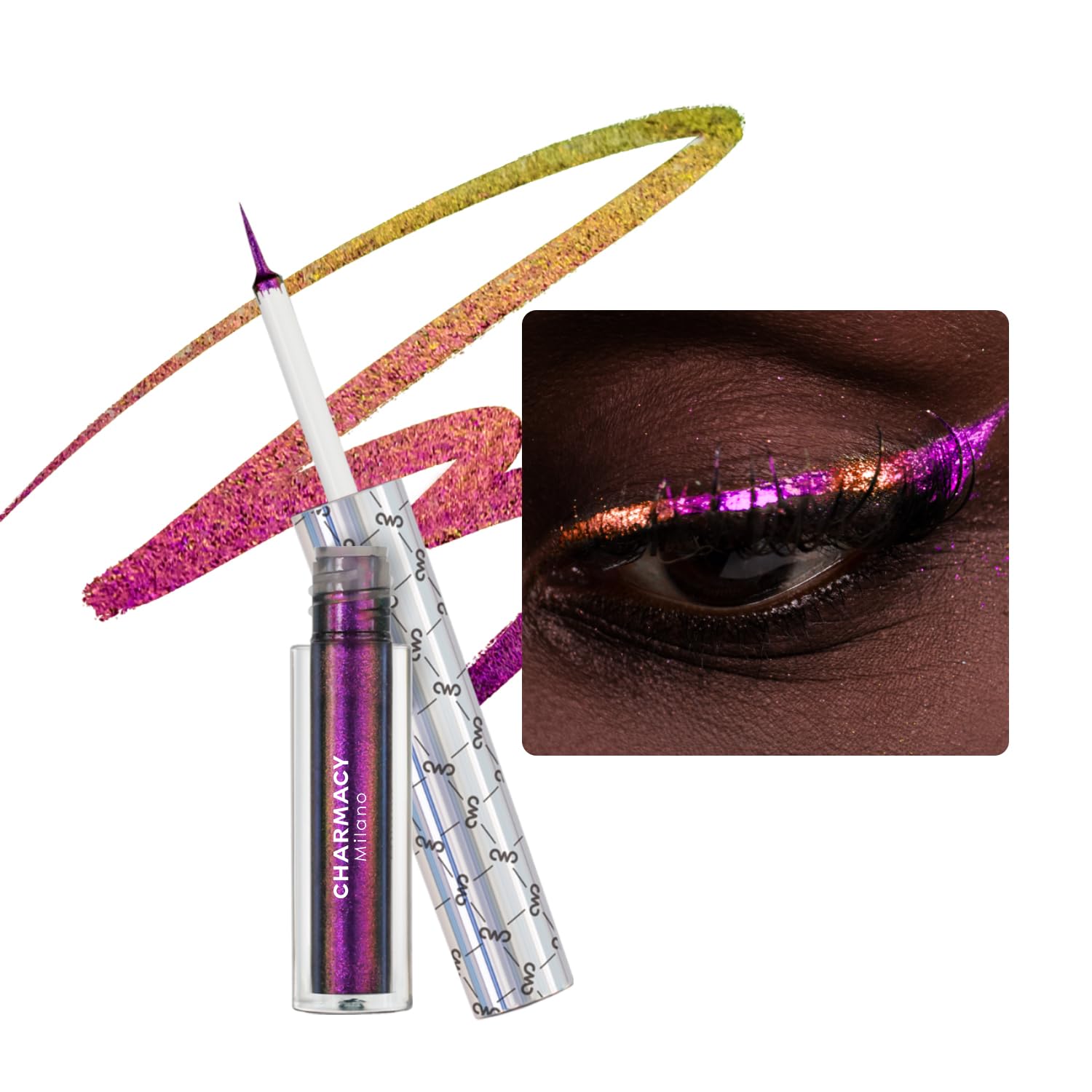 CHARMACY Multichrome Eyeliner Liquid Liner, Metallic Glitter Shimmer Eyeliner, Long Lasting High Pigmented with Waterproof & Smudge Proof Formula, Ultra-Fine Tip PURPLE GOLD GREEN 903 — image 1