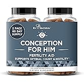 Eu Natural Conception for Him - Male Fertility Supplements with Ashwagandha, Folate & Zinc - Sperm Count, Motility & Strength Support - Fertility Support for Men, 120 Vegetarian Capsules
