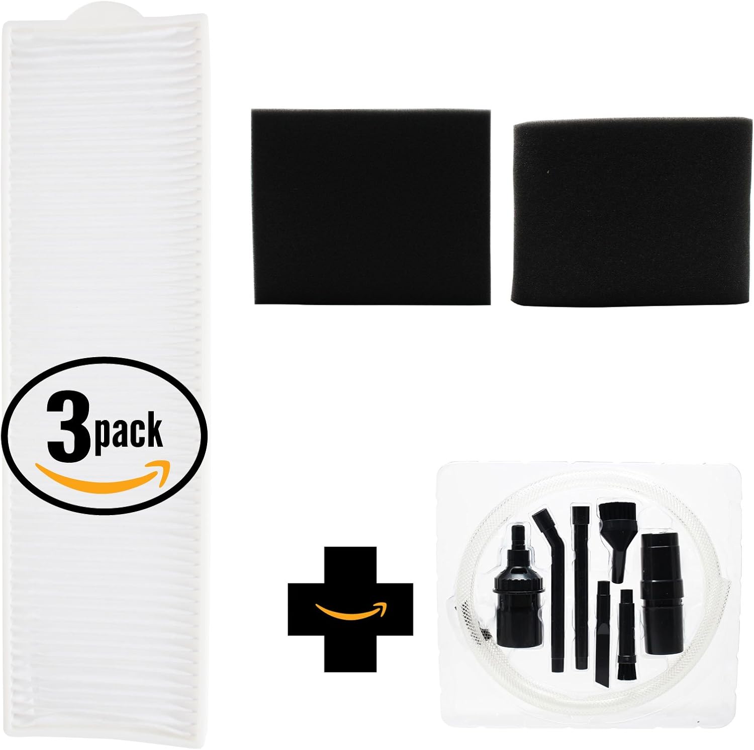 3 Replacement for Bissell Lift Off Bagless 3750 Vacuum Pleated Post Motor, 1 Upper Tank and 1 Pre-Motor Filter with 7-Piece Micro Vacuum Attachment Kit - For Bissell Style 8, 14 & 3093 Pre Filter