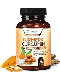 Turmeric Curcumin Max Potency 95% Curcuminoids 1950mg with Bioperine Black Pepper for Best Absorption, Anti-Inflammatory Joint Relief, Turmeric Supplement Pills by Natures Nutrition - 60 Capsules