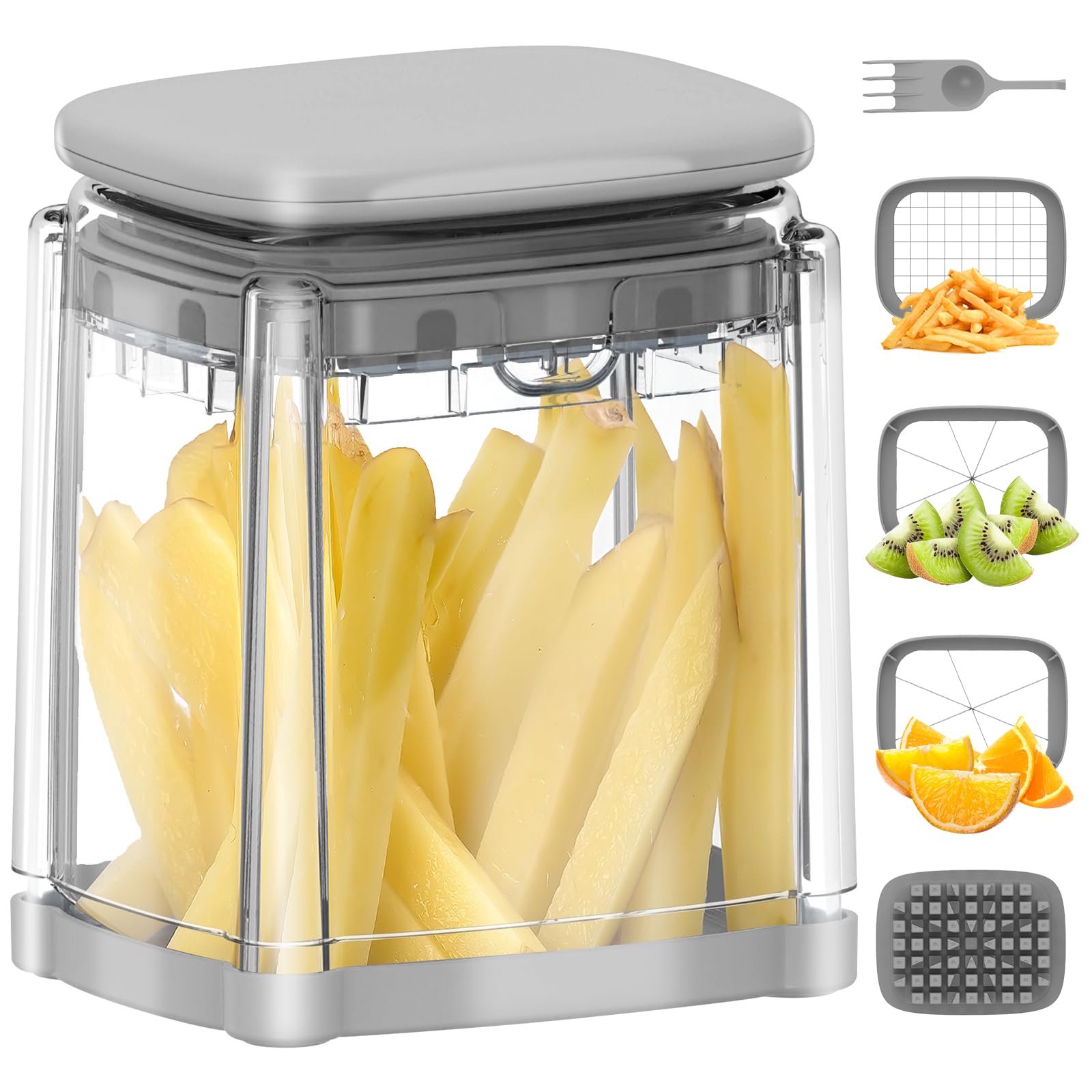 Photo 1 of ***missing attachments***French Fry Cutter, Solucky Potato Onion Cutter, Professional Homestyle Vegetable Chopper Dicer, Great for Potatoes Carrots Cucumbers Zucchini Pepper (Fog Gray)