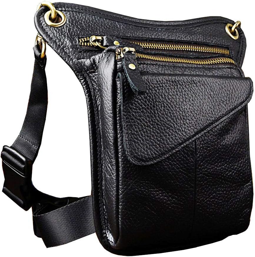 Xieben Leather Drop Leg Bag for Men Women Motorcycle Bike Riding Cycling Multi-Purpose Thigh Waist Fanny Pack Bum Pocket Hiking Sports Camping Travel Pouch Black - Image 3